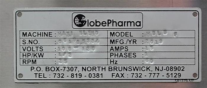 Used LAB GLOBE PHARMA MAXI-BLEND MIXER WITH 16 AND 8 QT. BINS AND 3 JAR MIXING ARM
