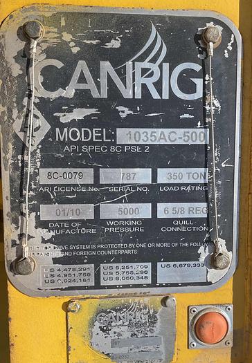 Used Canrig 1035AC-500 top drive