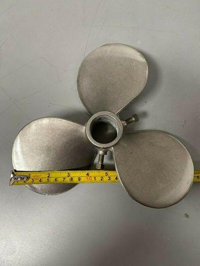 Used Stainless Steel 3 Blade Tank 9.25" Mixing Propeller 1.75" Shaft OD