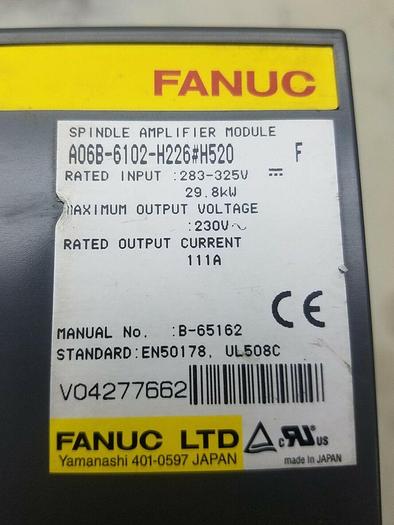 Used FANUC A06B-6102-H226 #H520 SPINDLE AMPLIFIER MODULE UPS RED