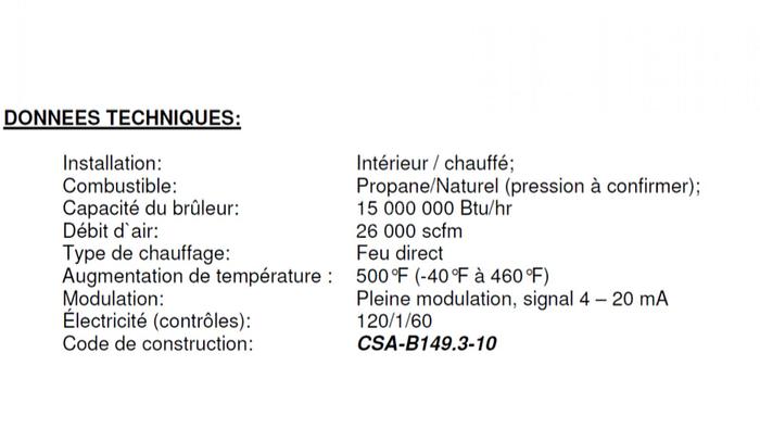 Used Eclipse 15 MM BTU Gas Burner
