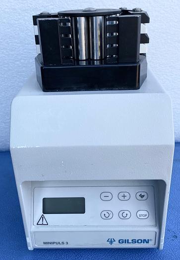 Used GILSON MINIPULS 3 Variable Speed Bi-Directional Peristaltic Pump 4-Channel Head Fully Tested