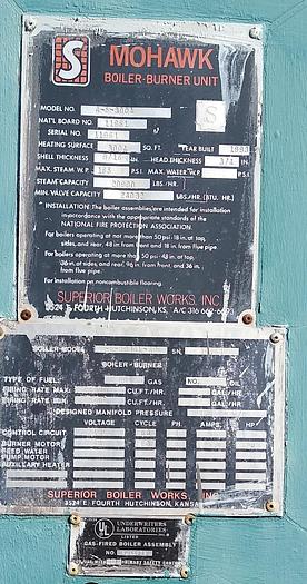 Used Superior Mohawk Boiler; 600HP; Md#4-5-3004L-GP