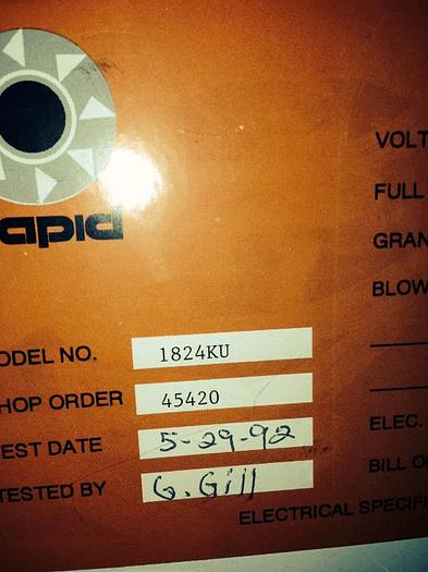 Used 18 in. X 24 in. RAPID GRANULATOR WITH BLOWER & CYCLONE (#8281)