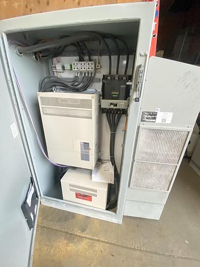 Used Yaskawa A1000 CIMR-AU4A0250AAA, 200HP VFD, 3phase 250 amp, 380v-480v input with cabinet,