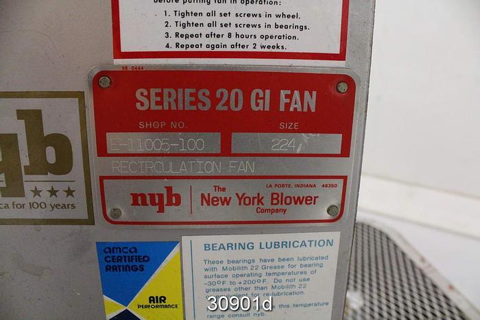 Used New York Blower 224 Recirculation Fan #30901