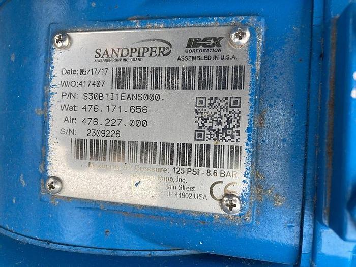 Used Unused Sandpiper Model S30B1I1EANS000 cast iron double-diaphragm pump