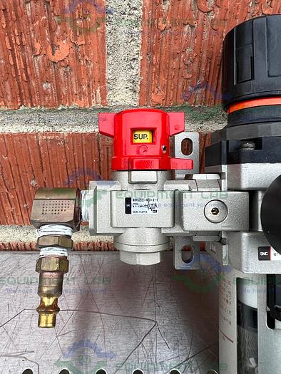 Used SMC  NAW3000-N03 Filter Regulator 0.05-0.85MPa w/ SMC Pneumatic / Solenoid  Valve