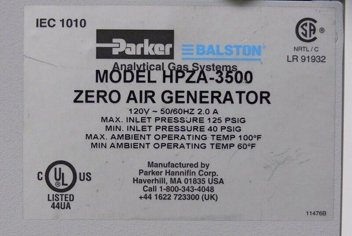 Used Parker Balston HPZA-3500 Zero Air Generator