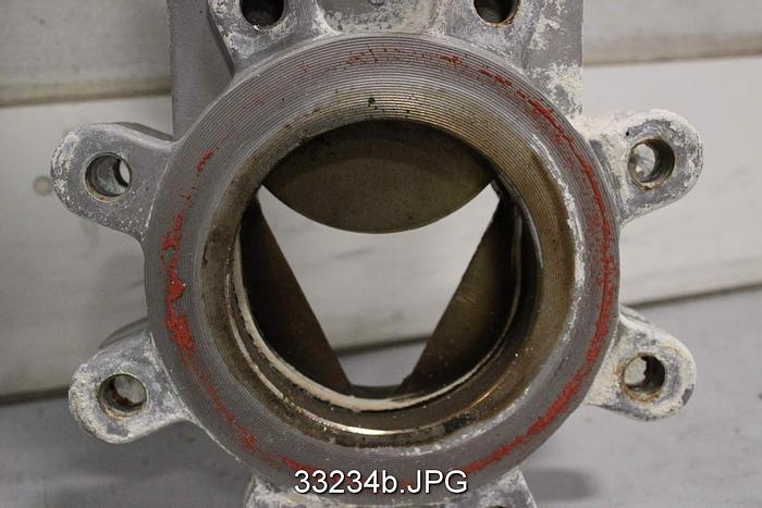 Used Fabri 4" Hand Operated Knife Gate V-Port Valve #33234