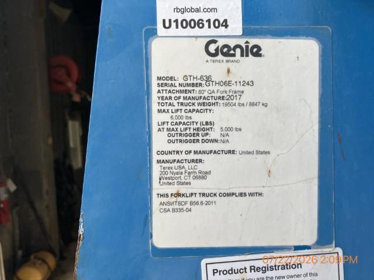 Used 2017 Genie GTH636