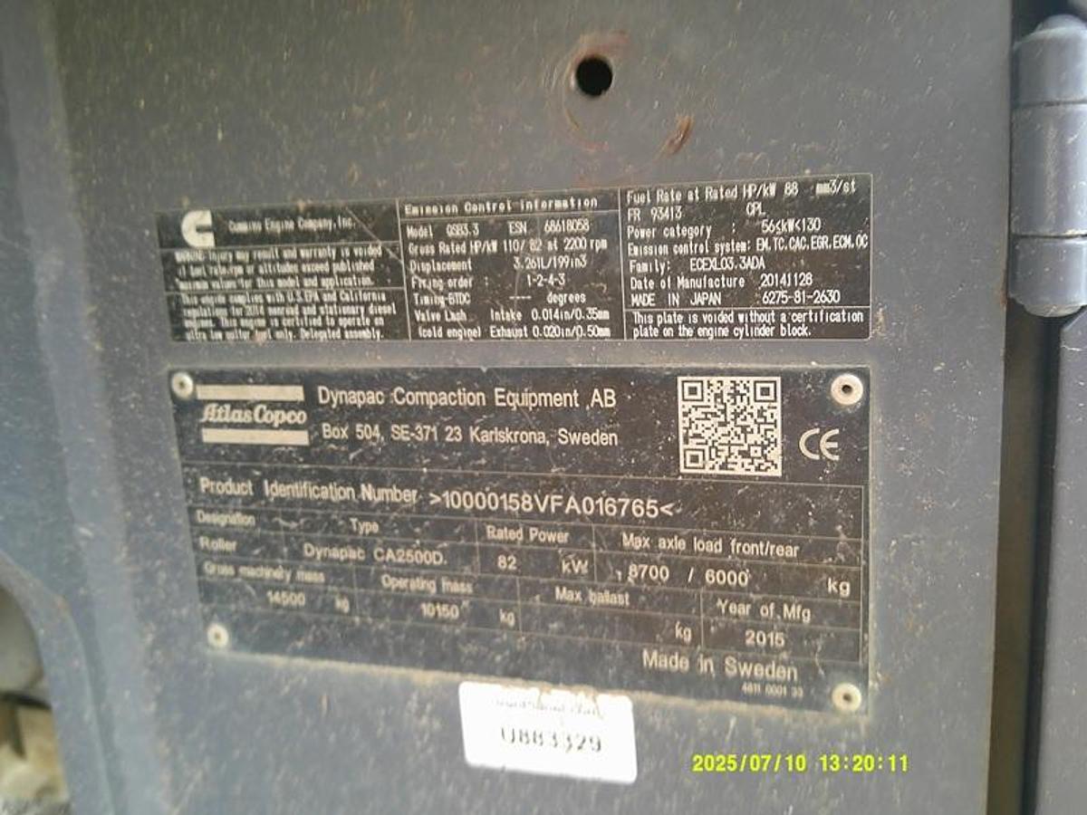 Used 2015 Dynapac-Atlas Copco CA2500D