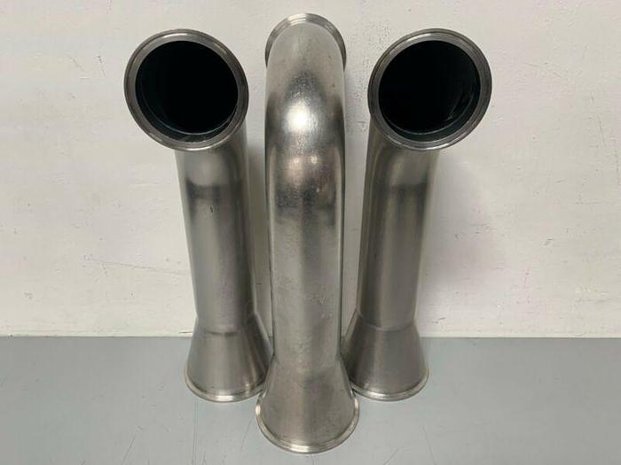 Used Stainless Steel 90 Degree Reducer w/ Sanitary Fittings 4.5" to 6.5"