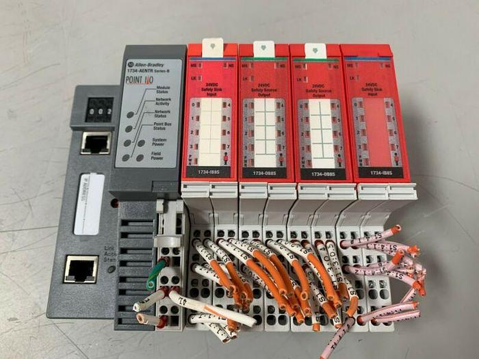 Used Allen Bradley 1734-AENTR EtherNet IP Adapter W/A-B 1734-IB8S Point Safety Inputs
