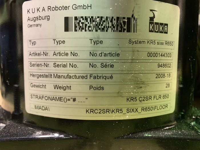 Used KUKA KR 5 SIXX R650 6 AXIS CNC ROBOT
