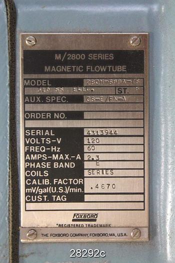 Used Foxboro 280H-SBBA-TS 1/2" Magnetic Flow Tube #28292