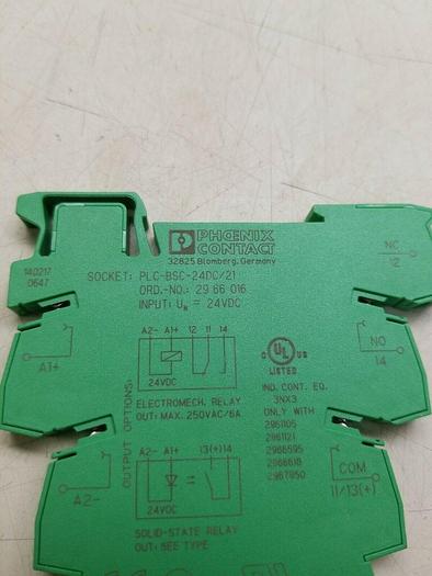 Used Phoenix Contact PLC-BSC-24DC/21 Relay with Base