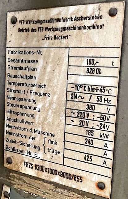 Used Heckert FHZS 3600 x 1000 x 9000/655