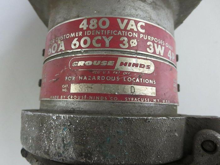 Used Crouse-Hinds SRD6424D 480 VAC 60A 60CY 3PH 3W 4P Socket