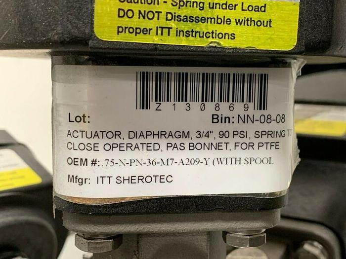 Used 5 ITT Sherotec Stainless Steel Diaphragm Valves w/ Position Monitors