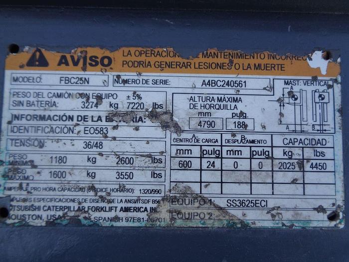 Usado 2012 MITSUBISHI LOTE 8 MONTACARGAS ELECTRICOS