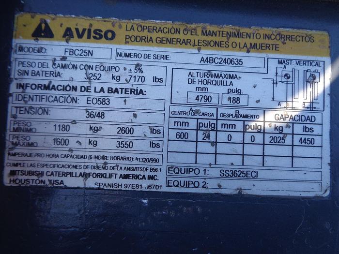 Usado 2012 MITSUBISHI LOTE 8 MONTACARGAS ELECTRICOS