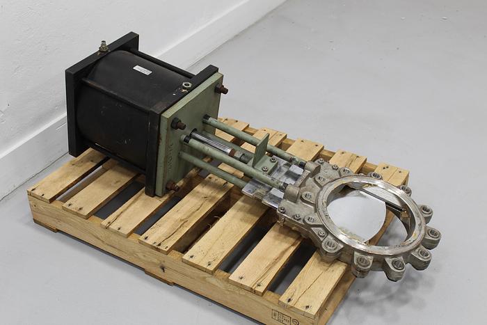 Used Wey Valve 10" Air Operated Knife Gate Valve, Stainless Steel Body #43928