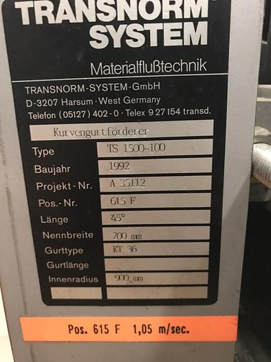 Gebraucht TRANSNORM Gurtförderer / Förderband