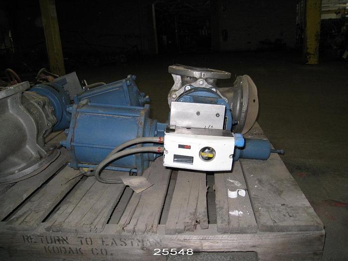 Used Dezurik FIGURE PTW 6" Three Way Valve, Body 316 Stainless Steel, Plug Am, Plug Face Am, Seat 316 Stainless Steel, Dezurik Size 8 Cylinder Actuator, Positioner Abb, Tzid-C With Led Readout 125 Psig Cwp, Max Temp 350 Degrees F, Storeroom Spare #25548