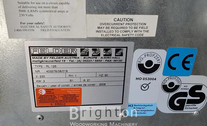 Used 2008 Felder RL125 Dust Collector