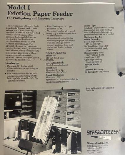 Used STREAMFEEDER MODEL 1