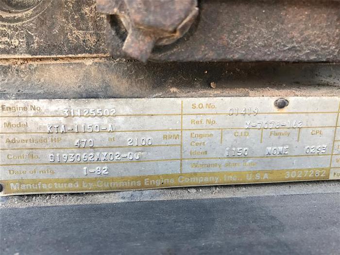 Used 1982 Cummins KTA-1150-A Industrial Diesel Engine