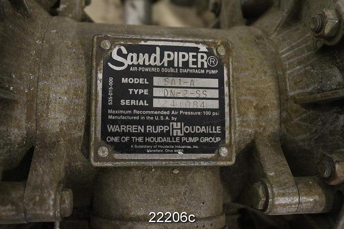 Used Warren Rupp Sandpipe SA1-A Pump, Type: Dn-2-Ss #22206