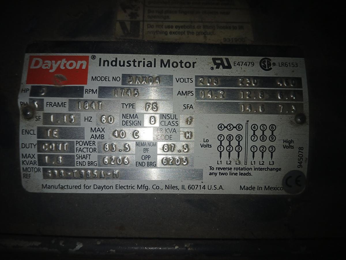 Used Dayton 3N404 industrial electric motor