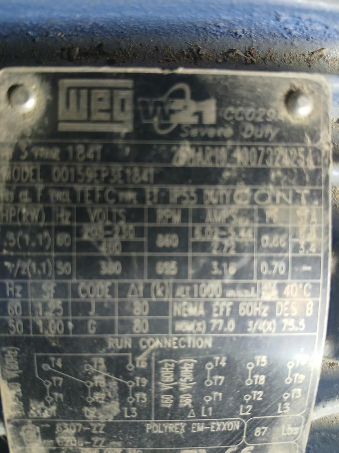 Used WEG W21 Severe Duty 3‑Phase TEFC Motor