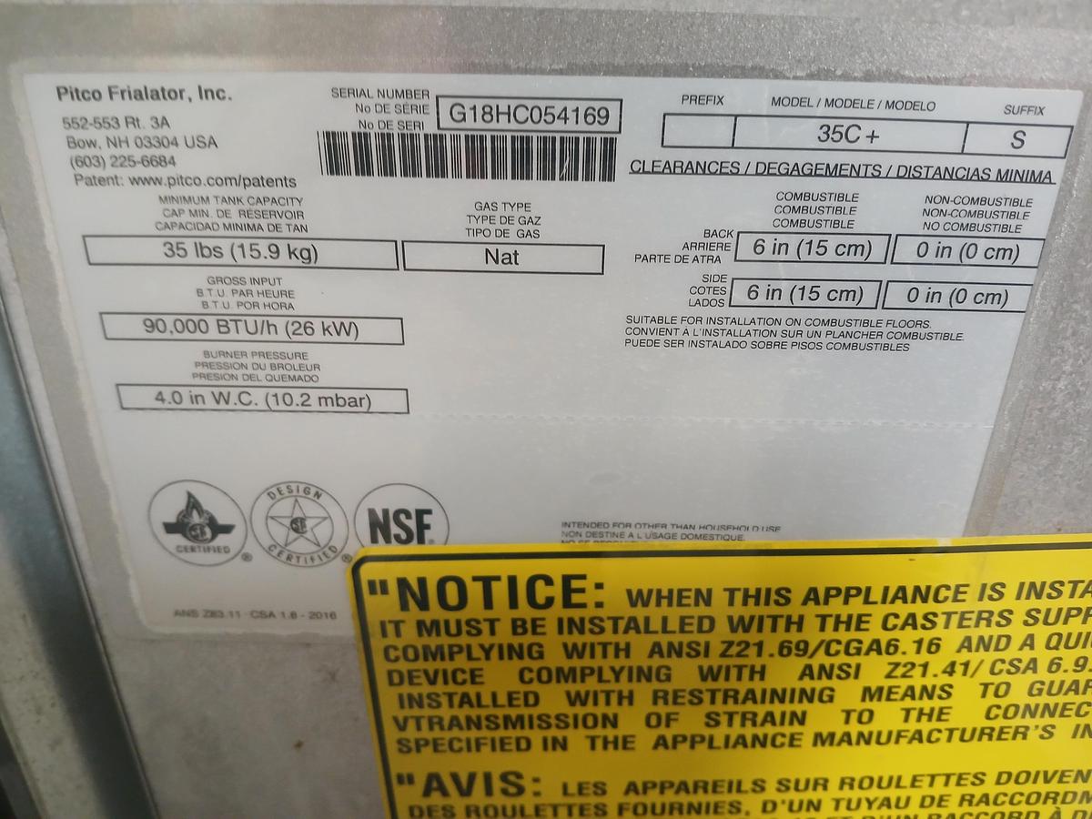 Used Pitco Fryer 35C+