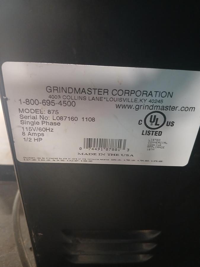 Used Grindmaster 875 Commercial Coffee Grinder
