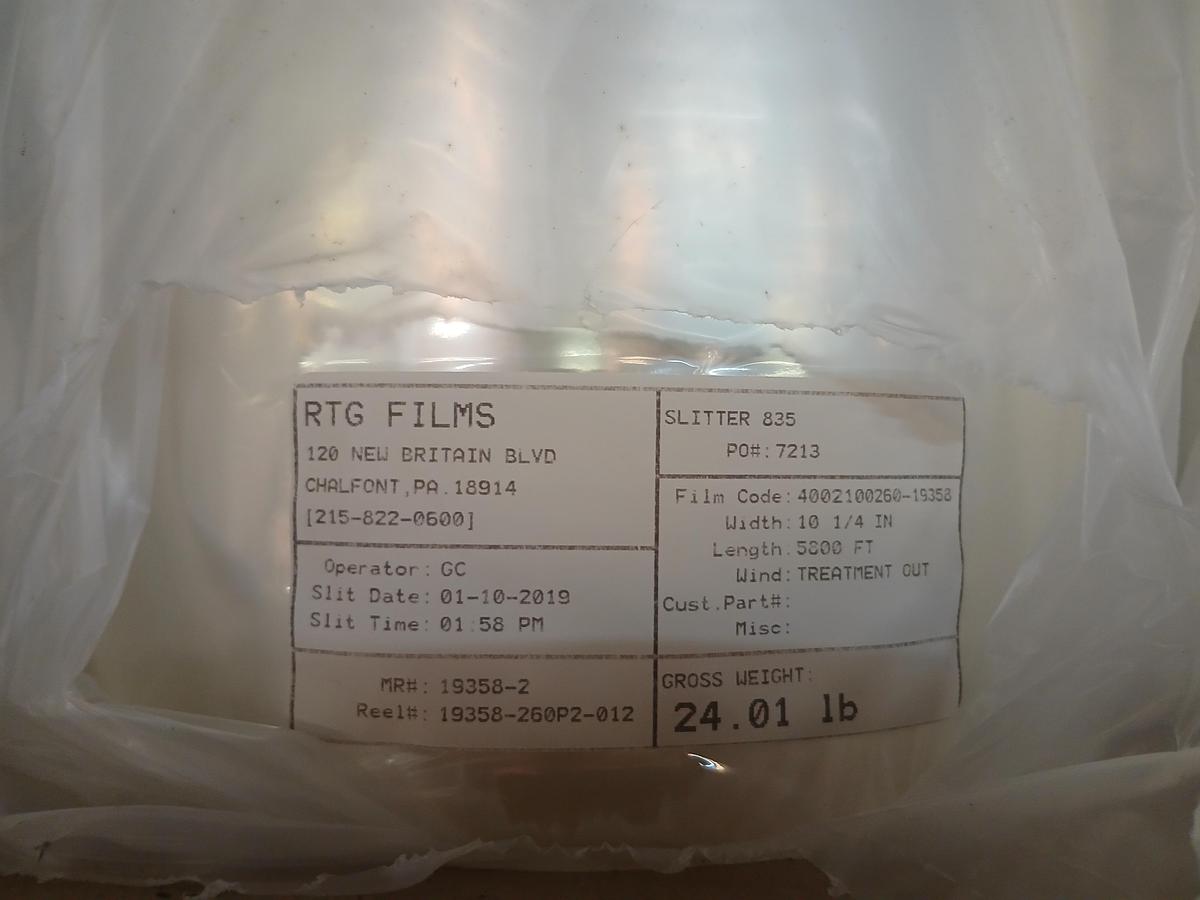 Used Industrial Plastic Film Roll – 10.25" x 5000'