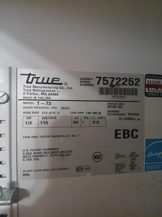Used True T‑72 Three‑Door Reach‑In Refrigerator