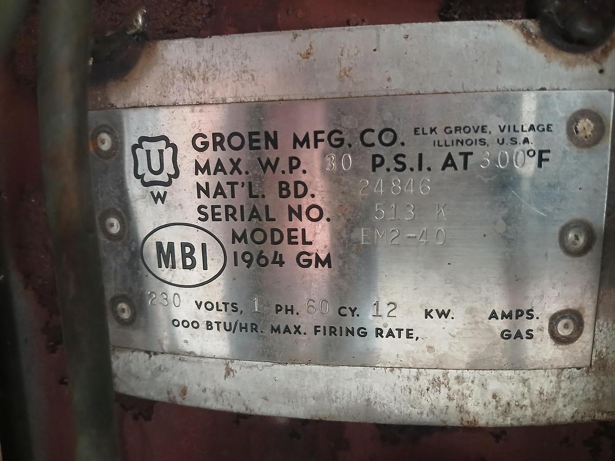 Used Groen 40‑Gallon Steam Kettle