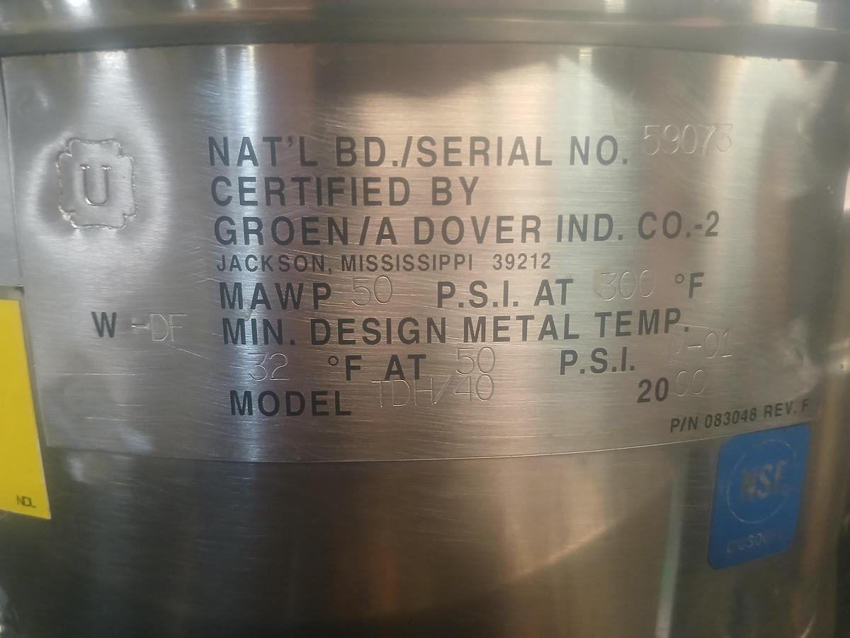 Used Groen TDH/40 Steam‑Jacketed Kettle