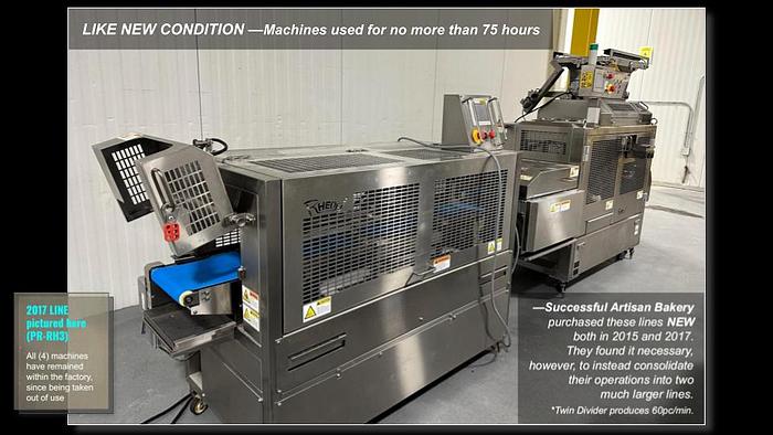 Used RHEON 2015 & 2017 DIVIDER/ROUNDER FORMING SYSTEM---USED only 75Hrs.
