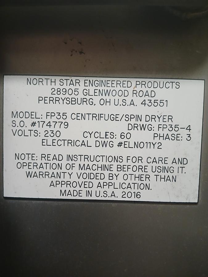 Used North Star FP35 Centrifuge / Spin Dryer