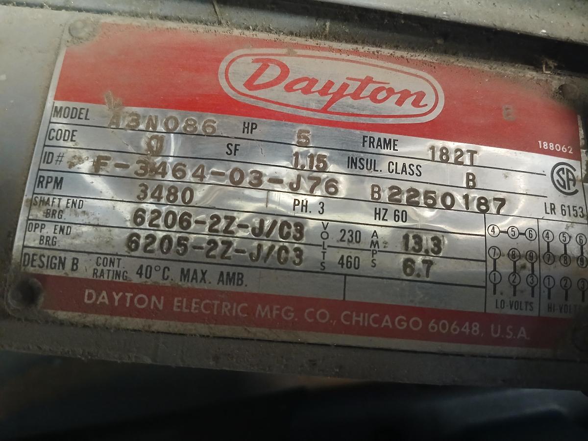 Used Dayton 5HP 3‑Phase Electric Motor