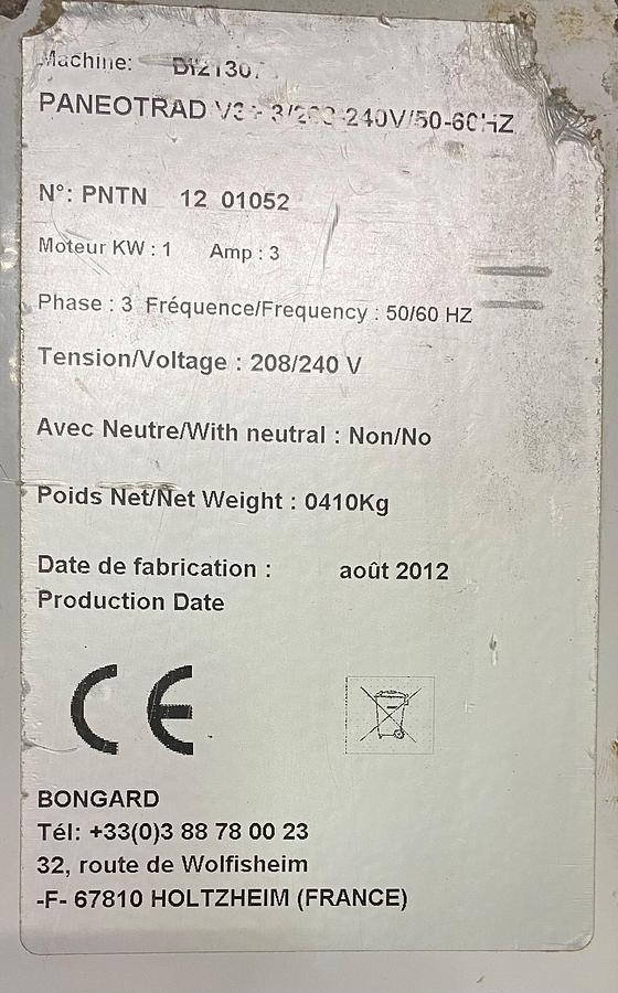 Used Bongard Paneotrad V3+ Dough Divider