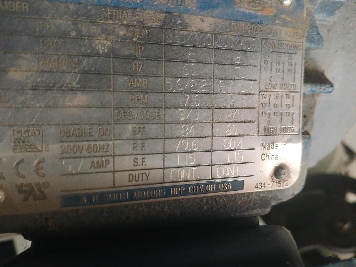 Used A.O. Smith 2 HP 3‑phase electric motor