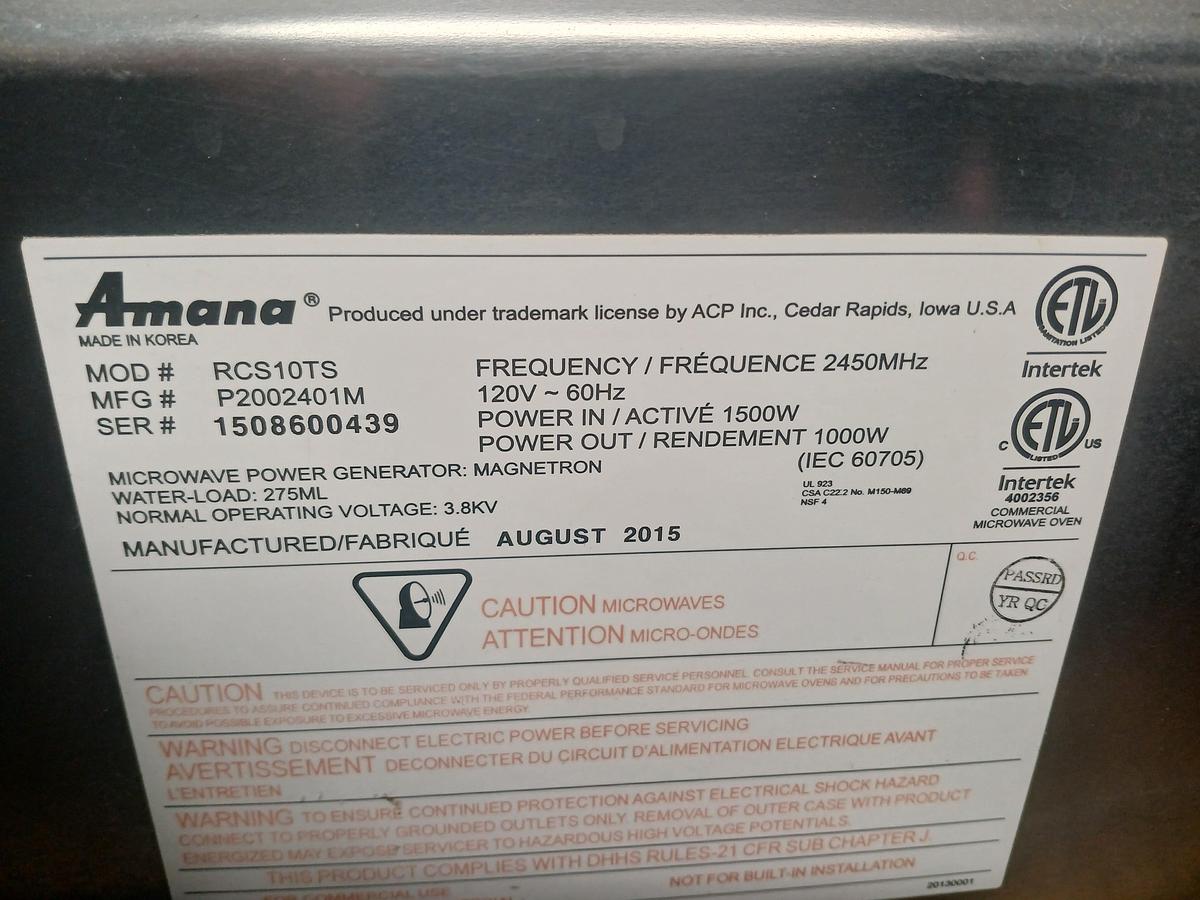 Used Amana RCS10TS Commercial Microwave