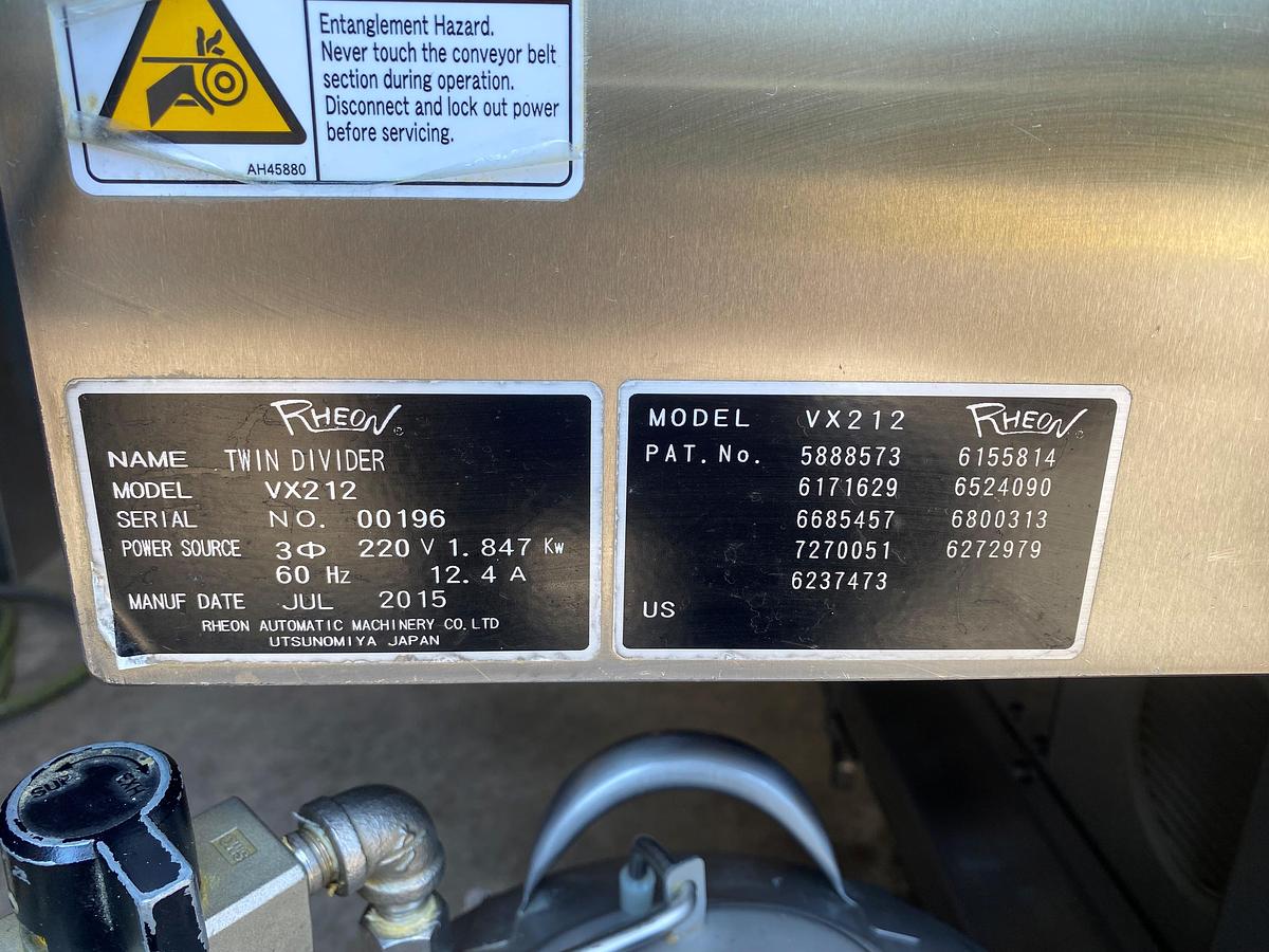 Used 2015 Rheon TWIN DIVIDERS Md.# VX212 & PUNCH ROUNDERS Md.# PR101