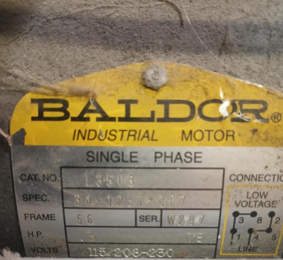 Used Baldor 1/2 HP Single‑Phase Motor