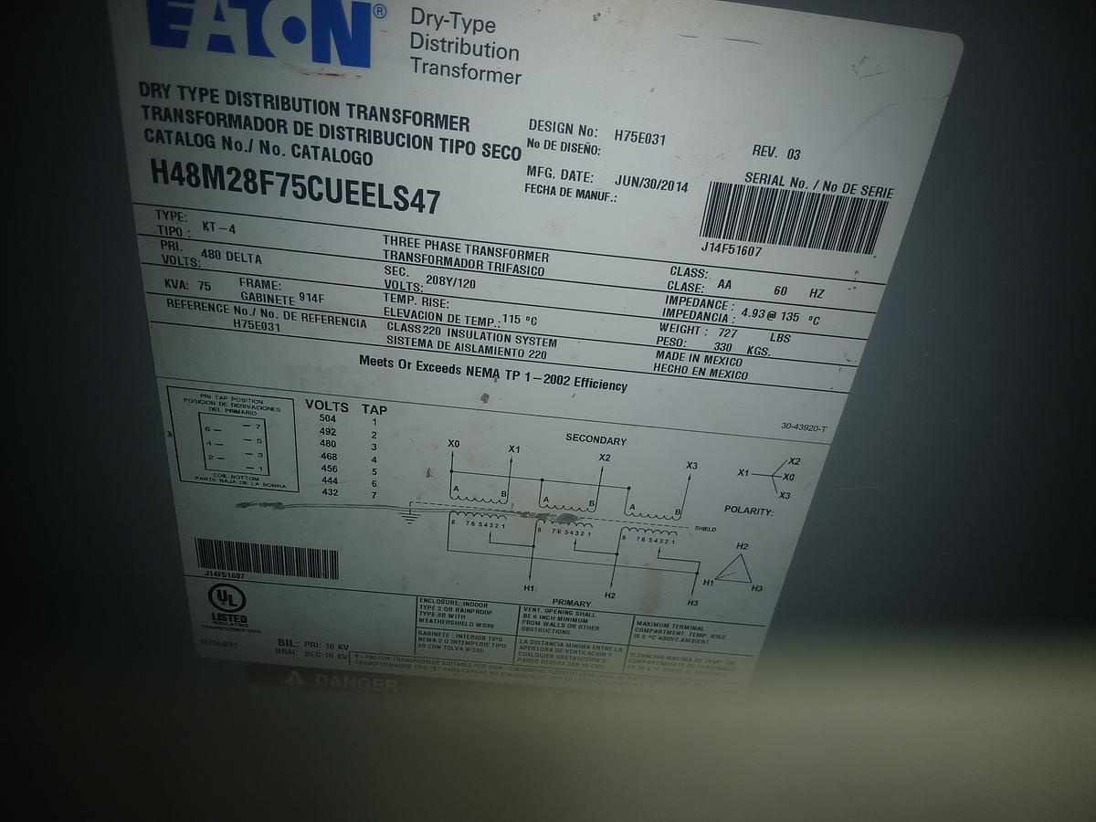 Used Eaton 150 kVA 3‑Phase Transformer